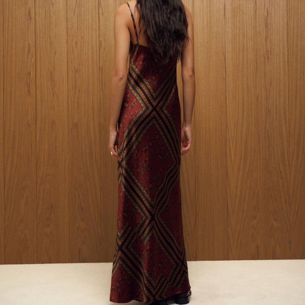 NWT Reformation Parma 100% Silk Dress Brown - Size XS - Picture 3 of 4